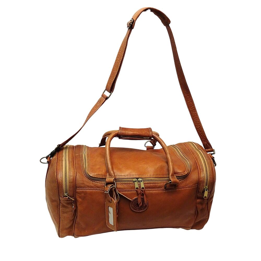 Colombian Bags Co. Handcrafted Leather Duffle Bag – Camel/Brown